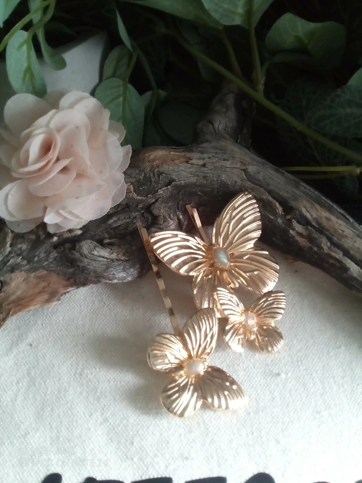 Lot de 2 barrettes papillon avec pierres naturelles – photo 2